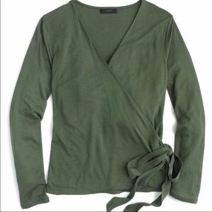 J Crew Wrap and Tie Top - Green